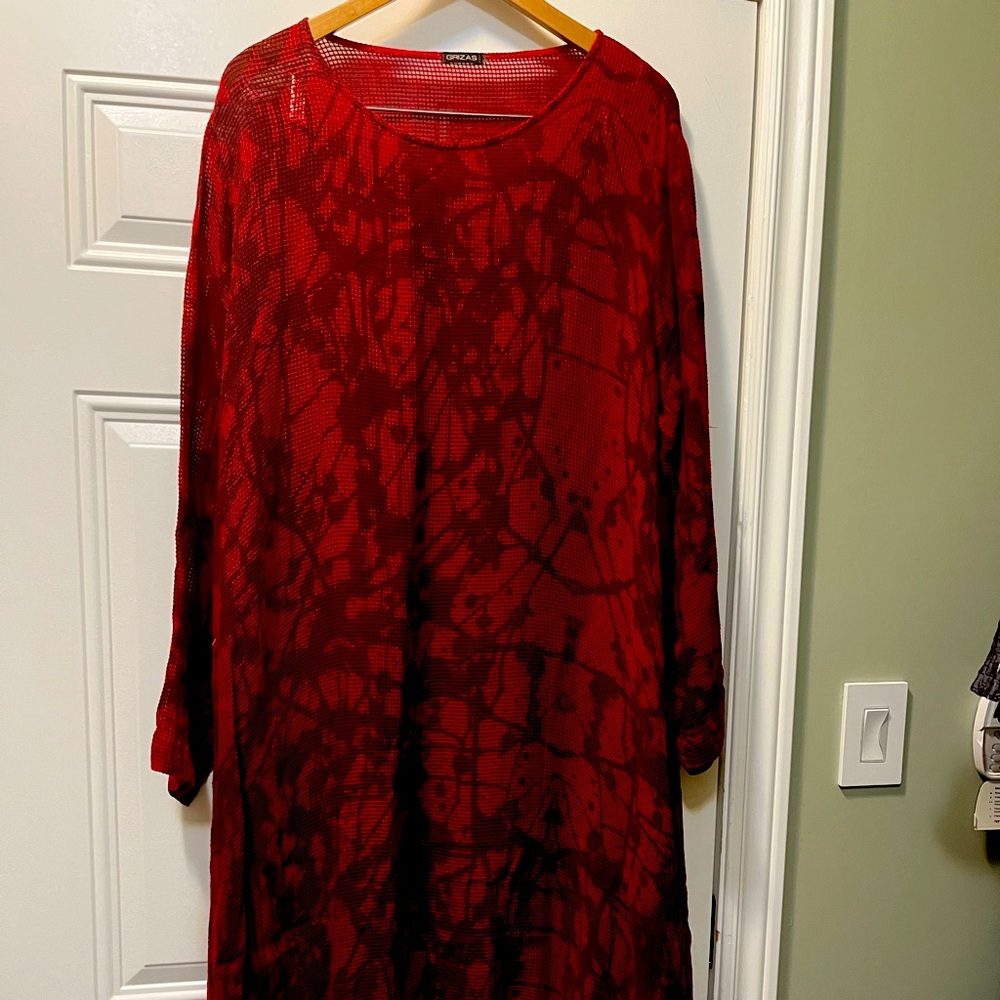 Red & Black Long Sleeve Dress